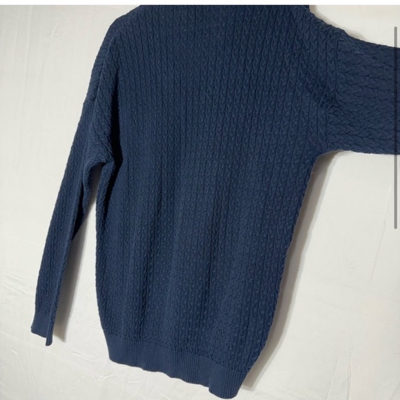 Vintage Tosani Dark Navy Blue Cable Knit V Neck Sweater XL - Picture 3 of 13